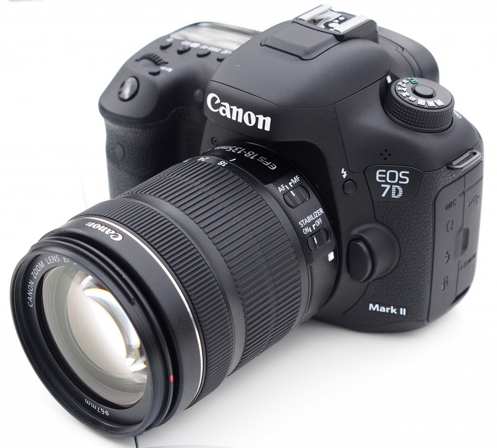 A view of the Canon EOS 7D Mark II with lens