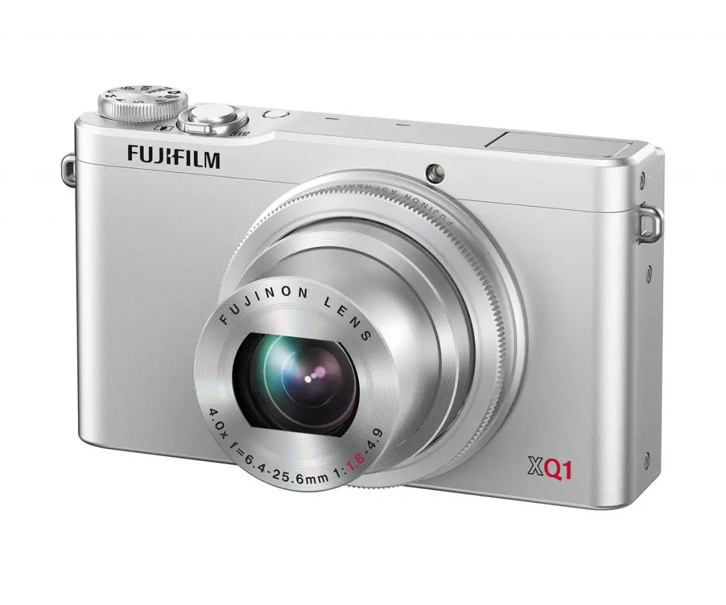 The Fujifilm XQ1camera in silver