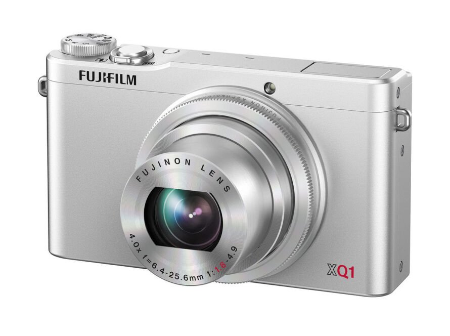 The Fujifilm XQ1camera in silver
