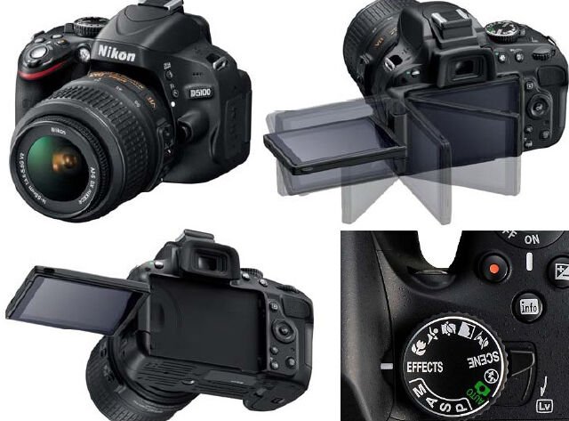 The Nikon D5100 in various angles.