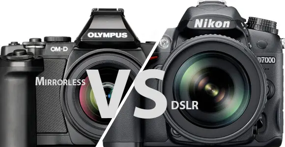 mirrorless vs DSLR cameras side by side