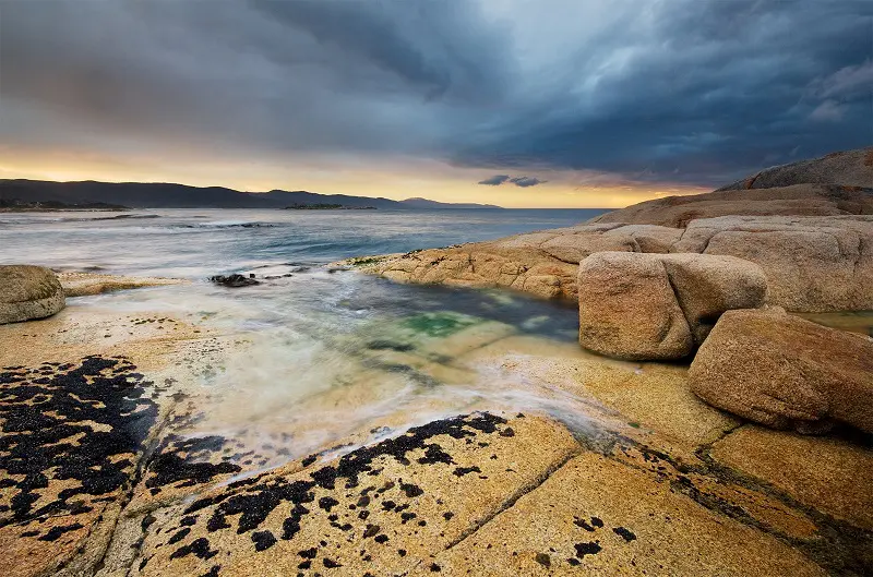 bicheno seascape scenic beach rocks