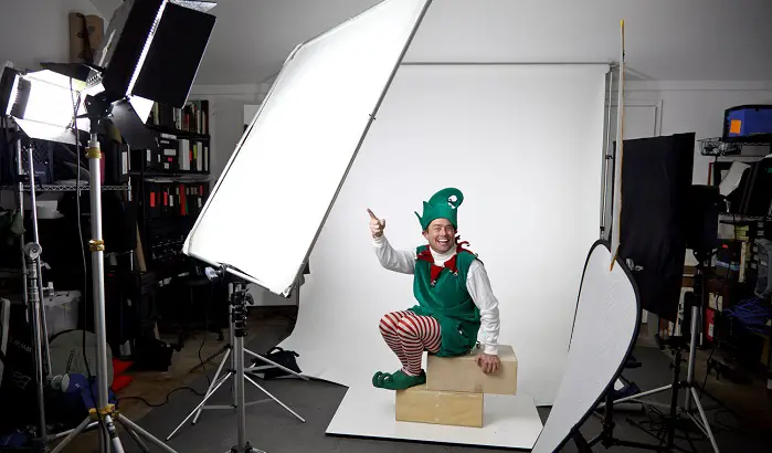 santa's helper in a photography studio 