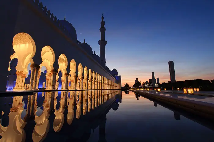 mosque after sunset