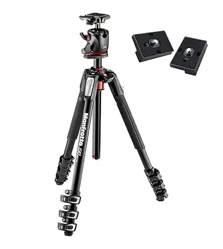 Manfrotto MT190XPRO4 Aluminum Tripod with XPRO Ball Head and 200PL QR Plate Bundled with Two ZAYKiR Quick Release Plates