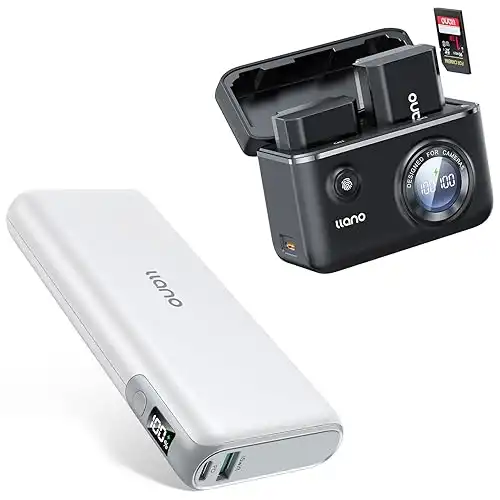 llano LP-E17 18W Fast Dual Battery Charger Set with 20000mAh 65W Power Bank for Canon EOS